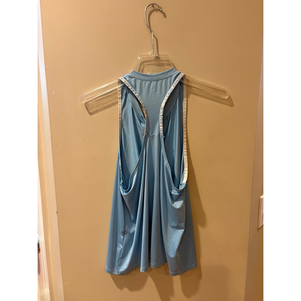 Under Armour Womens Light Blue Racerback Tank Top Branded Taping Size Medium